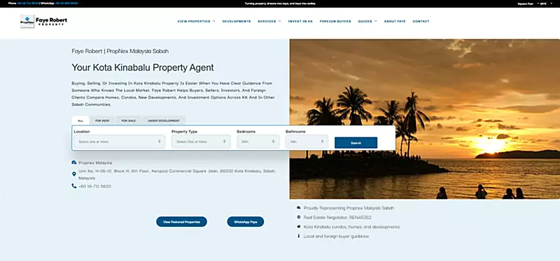 Faye Robert Property website homepage