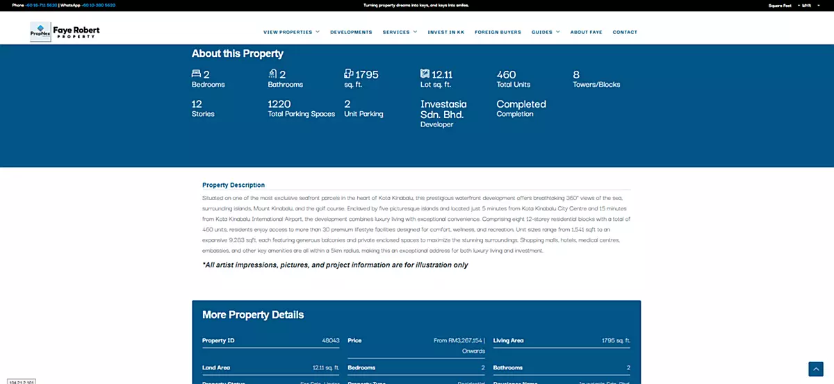 Property Listing Details Page Coral Bay