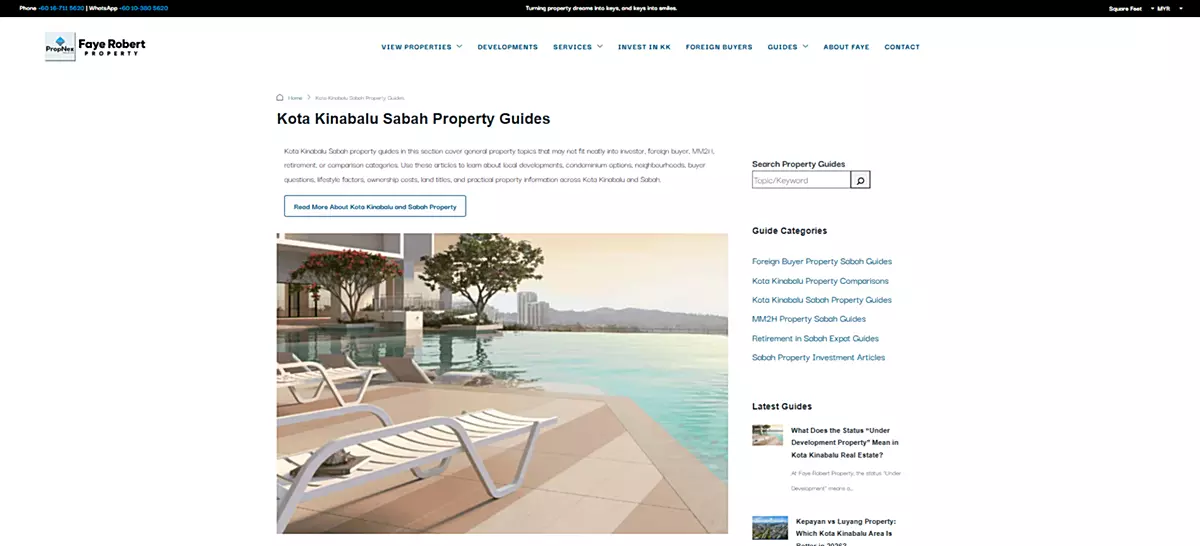 Faye Robert Property Guides Home Page Screenshot